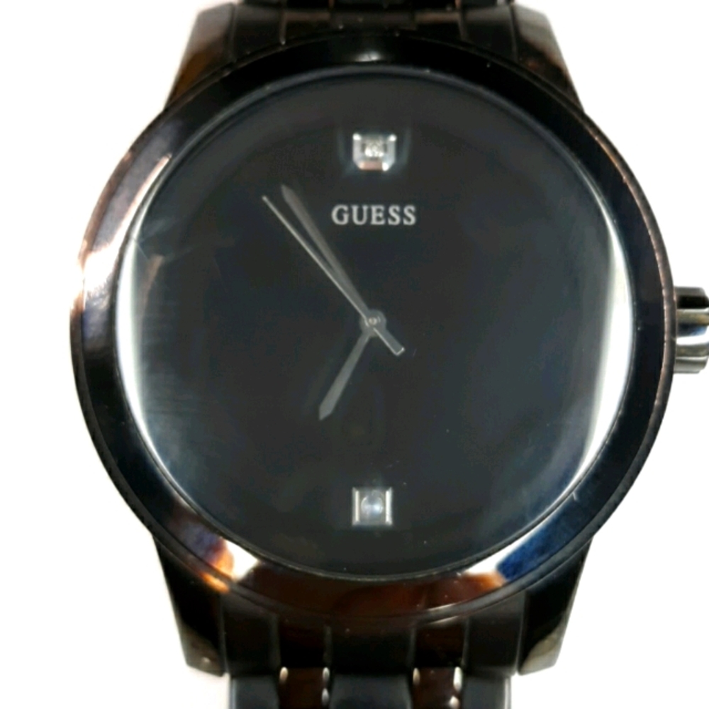 Guess Steel Round Diamond Black Men's Watch